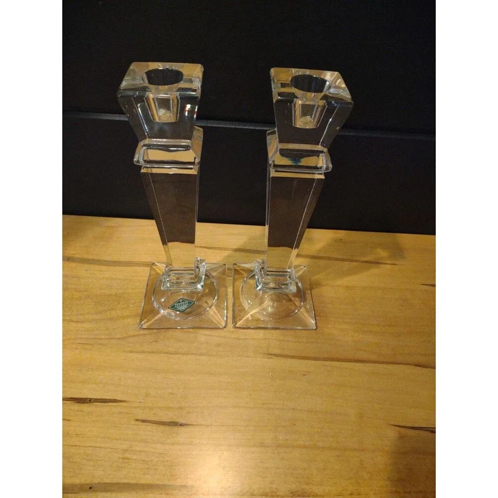 2 SHANNON‎ Crystal Candle Holders Candle Sticks Square Shape 10